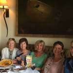 Coosaw Point Book Club, Beaufort, SC. Posing with an antique 1853 Navy Colt Revolver. They baked 1800s dishes, including: Rhode Island Johnny Cakes, Vinegar Custard Pie with Meringue and BlackBerry Mash (recipes on