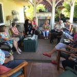 Karen with Sherry Hemingway and friends discussing \"The Whip\" and writing over Wine and delicious hors d\'oeuvres - Morgan Hill, CA