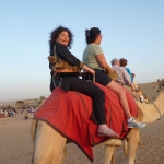 Riding a camel in Dubai
