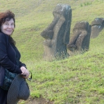 Karen and the Morai Heads - Easter Island