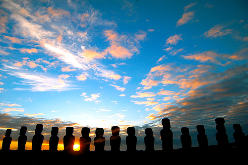 Easter Island Sunset Moai