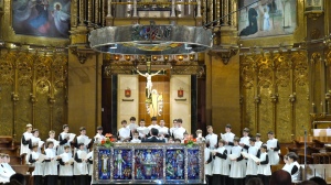 Escolania de Montserrat performing inside the Santa María basilica - Montserrat, Spain