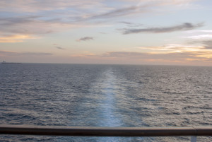 Looking out into open waters of the Mediterranean from the Regent Seven Seas Voyager