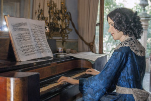 Wax figure playing the piano at the Els Calderers manor house - Palma De Mallorca, Spain