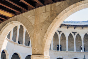 Gothic style structure of the Bellver Castle - Palma De Mallorca, Spain