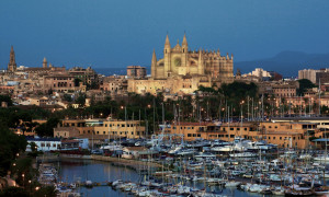 Yachts with the Cathedral Palma Mallorca in the background - Palma De Mallorca, Spain