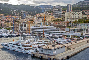 Yachts along the shore of Monte Carlo, Monaco