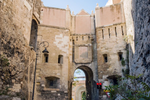 Gates to the entrance into Castello, the old medieval town - Cagliari, Sardinia