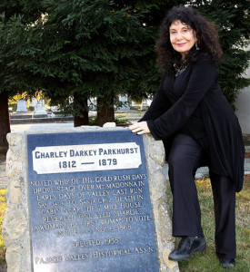 Karen at Parkhurst's grave - The Odd Fellows Cemetary, Watsonville, CA