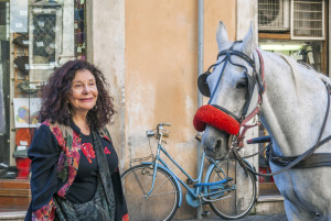 Karen & horse nearby the Trevi Fountain - Rome, Italy.